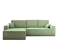 Bestmobilier Dellia - canapé d'angle réversible Convertible - avec Coffre - en Velours côtelé - 4 Places