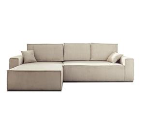 Bestmobilier Dellia - canapé d'angle réversible Convertible - avec Coffre - en Velours côtelé - 4 Places