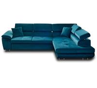Bestmobilier Dimas - canapé d'angle Droit 5 Places - Convertible avec Coffre et têtières réglables - en Velours