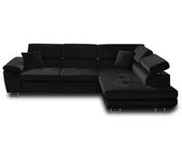 Bestmobilier Dimas - canapé d'angle Droit 5 Places - Convertible avec Coffre et têtières réglables - en Velours