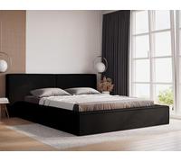 Bestmobilier - Eros - lit Coffre - 140x200 cm - sommier Inclus - en Velours, Noir