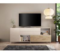Bestmobilier - Estelle - Buffet Bas - 2 Portes et 2 tiroirs - 241 cm, Blanc/Beige