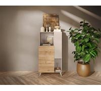 Bestmobilier - Estelle - Buffet Haut - 2 Portes - 81x154 cm, Blanc/Beige