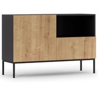 Felicia - buffet bas - bois et noir - 120 cm - Bois / Noir