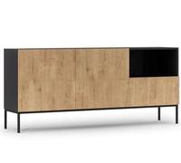 Felicia - buffet bas - effet bois et noir - 2 portes, 1 tiroir et 1 niche - 180 cm - Bois / Noir
