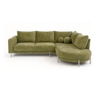 Bestmobilier - Gabin - Canapé d'angle Droit 5 Places en Velours texturé, Vert Kaki