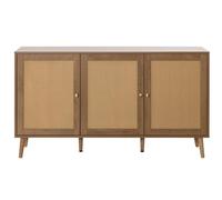 Bestmobilier - Goto - Buffet Bas - Effet Bois et cannage - 3 Portes - 140 cm, Bois