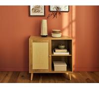 Bestmobilier - Goto - Buffet Haut - Effet Bois et cannage - 80 cm, Bois