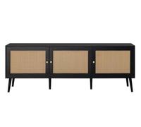 Bestmobilier - Goto - Meuble TV - Noir et cannage - 3 Portes - 167 cm, Noir