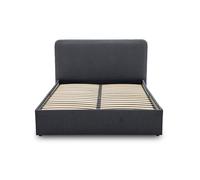 Lit coffre best mobilier 155 x 200 x 100 cm en tissu sommier a lattes pour 2 personnes de couleur gris Gris Anthracite G