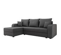 Harvey - Canapé d'angle réversible 4 places convertible avec coffre en tissu - Gris foncé