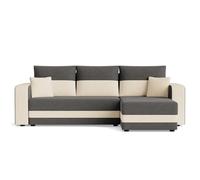 Bestmobilier Harvey - Canapé d'angle réversible 4 Places Convertible avec Coffre en Tissu Bicolore