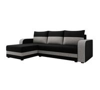 Bestmobilier Harvey - Canapé d'angle réversible 4 Places Convertible avec Coffre en Tissu Bicolore