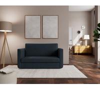 Bestmobilier - Isana - Canapé 2 Places Convertible déplimousse avec accoudoirs incurvés en Tissu, Bleu