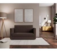 Bestmobilier - Isana - Canapé 2 Places Convertible déplimousse avec accoudoirs incurvés en Tissu, Marron