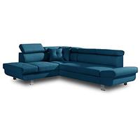 Bestmobilier Lisbona - Canapé d'angle Gauche Convertible - 5 Places - avec têtières