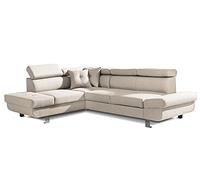 Bestmobilier Lisbona - Canapé d'angle Gauche Convertible - 5 Places - avec têtières