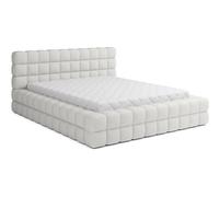 Bestmobilier - Lit 160X200 cm Kingston en Tissu Bouclette Blanc avec Sommier Inclus - Chambre Adulte