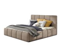 Bestmobilier - Lit 160X200 cm Lucea en Velours Taupe avec Sommier Inclus - Chambre Adulte