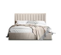 Bestmobilier - Lit 160X200 cm Rosario en Velours Beige avec Sommier Inclus - Chambre Adulte