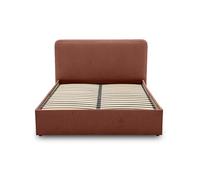 Bestmobilier - Lit Coffre 140X190 cm Goyave en Tissu Terracotta avec Sommier Inclus - Chambre Adulte