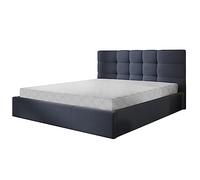 Bestmobilier - Lit Coffre 160X200 cm Mael en Tissu Bleu Ardoise avec Sommier Inclus - Chambre Adulte