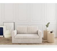 Bestmobilier - Marilia - Canapé 2 Places Convertible déplimousse en Velours texturé, Beige