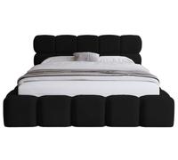 Bestmobilier - Mariposa - lit Coffre - 160x200 cm - sommier Inclus - en Velours, Noir