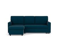 BestMobilier - Canapé d'angle Meiya 4 places réversible et convertible avec coffre tissu Bleu