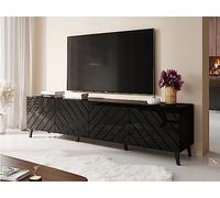 Bestmobilier - Meuble TV Chloe Rectangulaire en Bois Noir Laqué avec Rangements 4 Portes - Salon