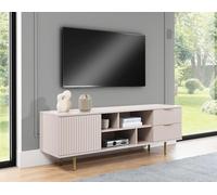 Bestmobilier - Meuble TV Monica Rectangulaire en Bois Beige avec Rangements 1 Porte 2 Tiroirs 4 Niches - Salon