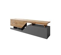Bestmobilier - Meuble TV Pitt Rectangulaire en Bois Gris avec Rangements 2 Portes - Salon Industriel/Vintage/Rétro