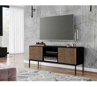 Bestmobilier - Meuble TV Savanna Rectangulaire en Bois Noir avec Rangements 2 Portes 2 Niches - Salon