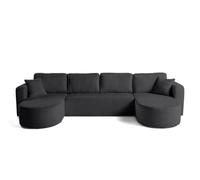 Best mobilier Canapé panoramique Miro en U 7 places convertible avec coffre velours Gris anthracite