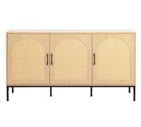 Bestmobilier - Nagato - Buffet Bas - cannage et Effet Bois - 150 cm, Bois/Noir