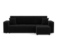 Bestmobilier Canapé d'angle Nicole réversible convertible 4 places coffre tissu Gris Anthracite