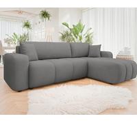 Bestmobilier - Nicole - canapé d'angle réversible 4 Places Convertible avec Coffre en Tissu, Gris