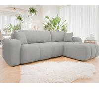 Bestmobilier - Nicole - canapé d'angle réversible 4 Places Convertible avec Coffre en Tissu, Gris Clair