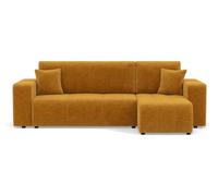 Bestmobilier - Nicole - canapé d'angle réversible 4 Places Convertible avec Coffre en Tissu, Jaune