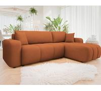 Bestmobilier - Nicole - canapé d'angle réversible 4 Places Convertible avec Coffre en Tissu, Rouille