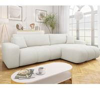 Nicole - Canapé d'angle réversible 5 places convertible avec coffre en tissu - Beige Beige G