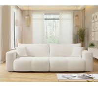 Nicole - Canapé droit 3 places convertible avec coffre en tissu - Beige Beige