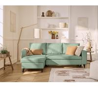 Bestmobilier - Nordic - canapé d'angle réversible 4 Places - Convertible avec Coffre - en Simili, Vert Sauge