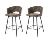 Bestmobilier - Pattaya - Lot de 2 tabourets de Bar - en Tissu texturé, Marron