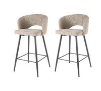 Bestmobilier - Pattaya - Lot de 2 tabourets de Bar - en Tissu texturé, Sable