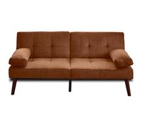 Bestmobilier Philae Canapé Lit Convertible 2 Places - Banquette Clic-Clac Compacte en Velours Côtelé avec Coussins, Sofa pour Salon ou Petit Espace, Terracotta