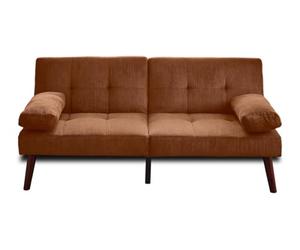 Bestmobilier Philae Canapé Lit Convertible 2 Places - Banquette Clic-Clac Compacte en Velours Côtelé avec Coussins, Sofa pour Salon ou Petit Espace, Terracotta