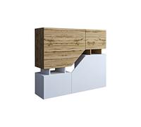 Pitt - buffet haut - 4 portes - 120 cm - Bois / Blanc