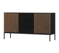 Best mobilier Buffet bas Savanna – 3 tiroirs, 2 portes, 150 cm – Noir / Bois