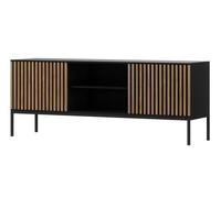 Best mobilier Meuble TV Savanna – Effet bois et noir, 2 portes et 2 niches – 150 cm – Noir/Bois